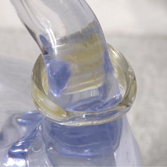 Vintage Art Glass Handmade Clear White Yellow Band Ring - Picture 4 of 11